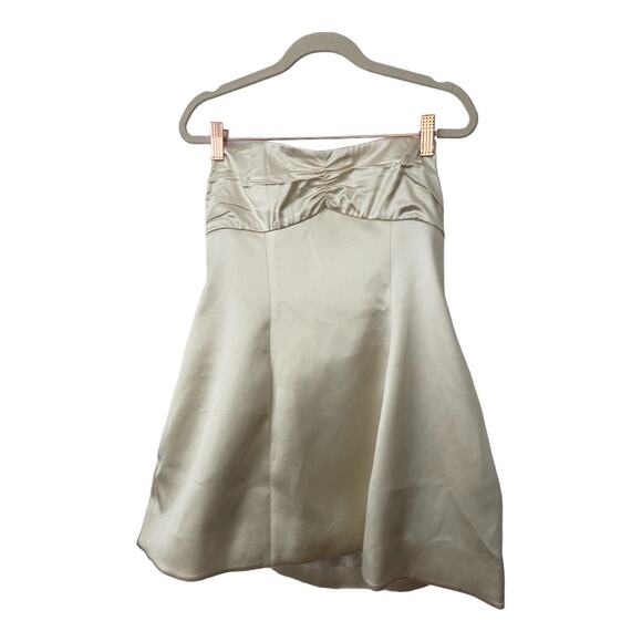 Helsa Mini Dress Heavy Satin Strapless Ruched Bust Bridal Wedding Hoco Party L - Picture 4 of 14